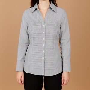Sharagano Light Gray Button-Down Shirt Size Large